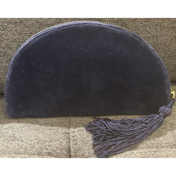 Anna Harlow Russo x Anthropologie Blue Velvet Sequined Monogram Z Crescent Pouch - Picture 2 of 4